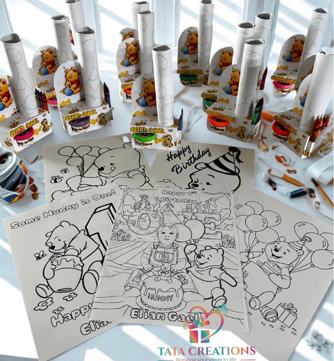 Personalized coloring books with crayons